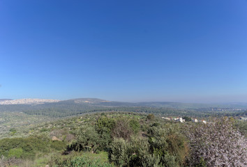 Fototapeta na wymiar View of the surroundings from the Mount Tabor in Israel.