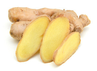 fresh ginger on a white background