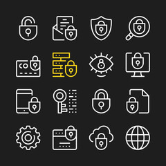 Data security line icons. Modern graphic elements, simple outline thin line design symbols. Vector icons set
