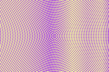 Purple yellow dotted halftone. Halftone vector background. Vertical textured dotted gradient.