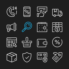 E-commerce line icons. Modern graphic elements, simple outline thin line design symbols. Vector icons set