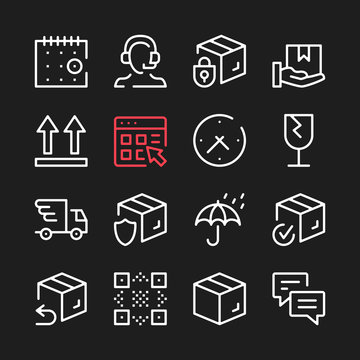 Logistics line icons. Modern graphic elements, simple outline thin line design symbols. Vector icons set