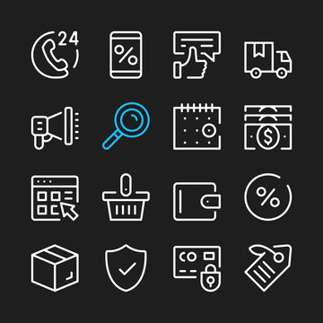 E-commerce line icons. Modern graphic elements, simple outline thin line design symbols. Vector icons set