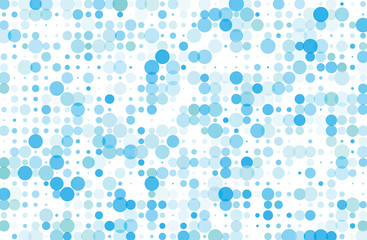 Dotted background with circles, dots, point different size, scale. Halftone pattern.  Blue color 