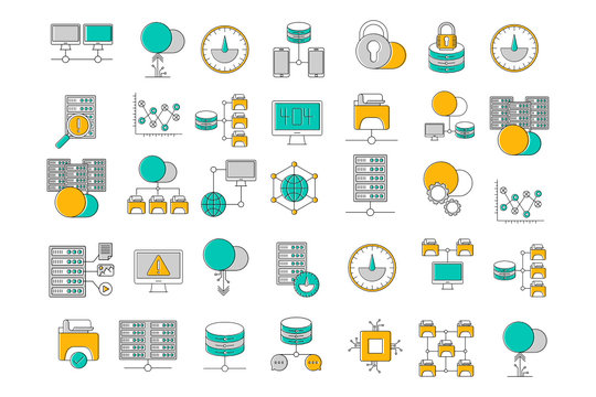 Network and hosting vector icons