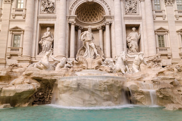 Fototapeta na wymiar Trevi Fountains in Rome, frontal view of the Trevi Fountain in Rome. Italy
