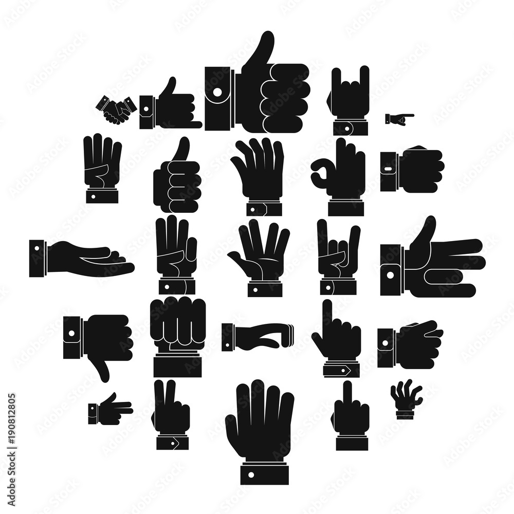 Poster gesture icons set. simple illustration of 25 gesture vector icons for web