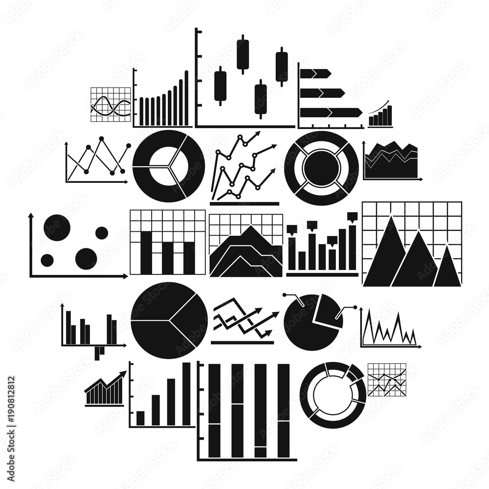 Poster chart diagram icon set. simple illustration of 25 chart diagram vector icon for any web design