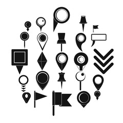 Map pointer icons set. Simple illustration of 25 map pointer vector icons for web