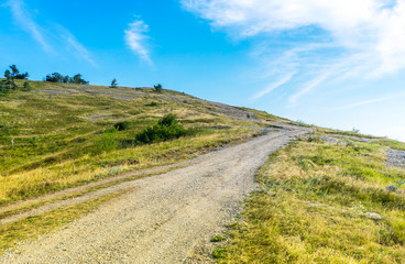 Fototapeta na wymiar The road to the top of Demerdzhi Mountain, in the Crimea, in Russia