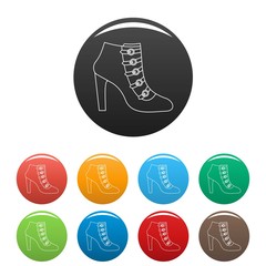 Woman shoes icons color set isolated on white background for any web design