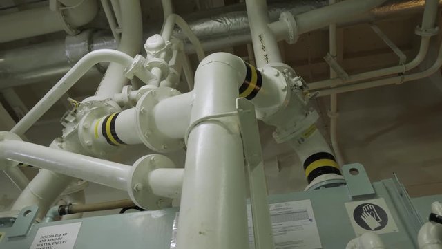 Pipes of sewage treatment plant of ship