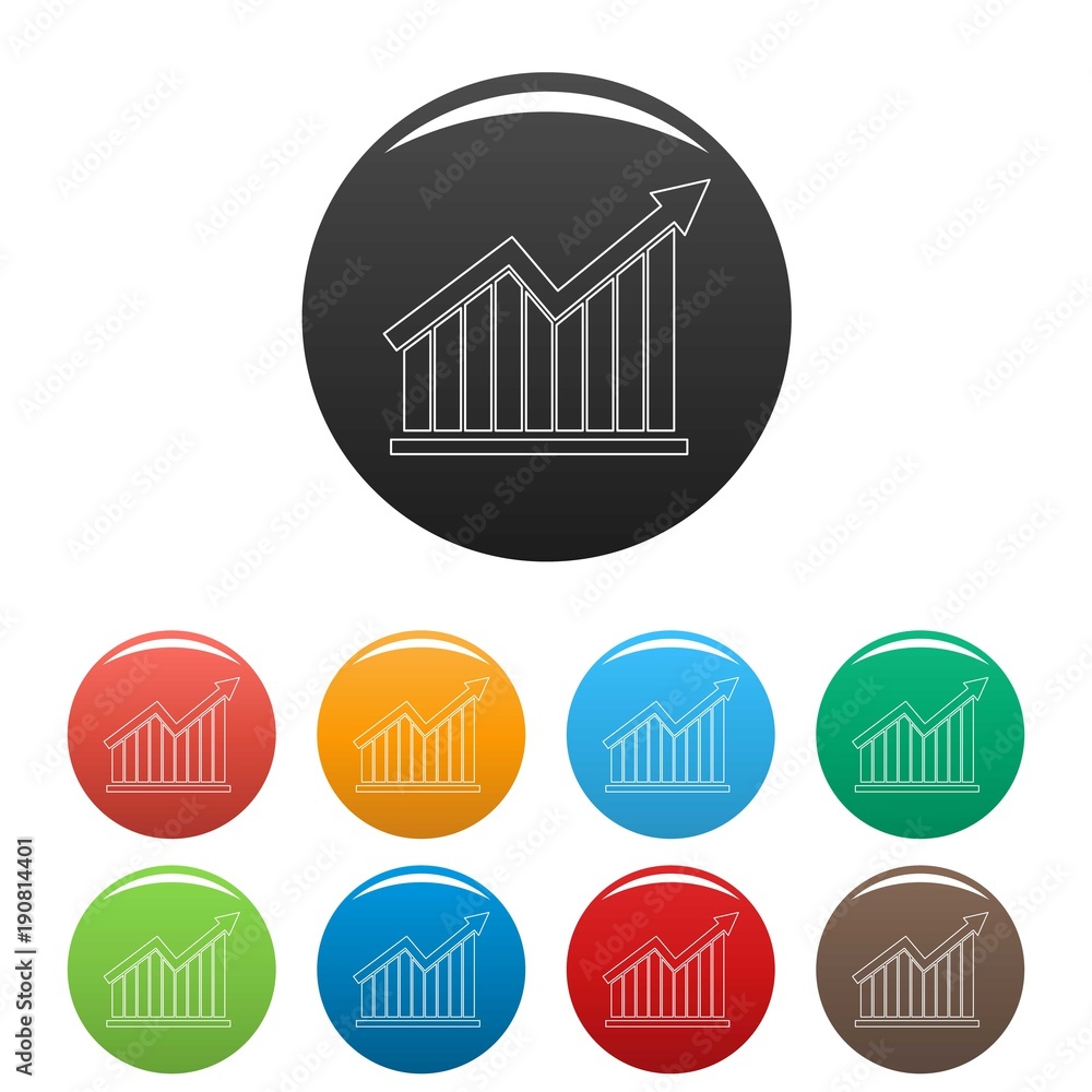 Poster best graph icons color set isolated on white background for any web design