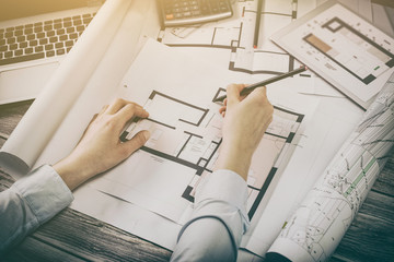 architect architecture drawing project blueprint working design designer