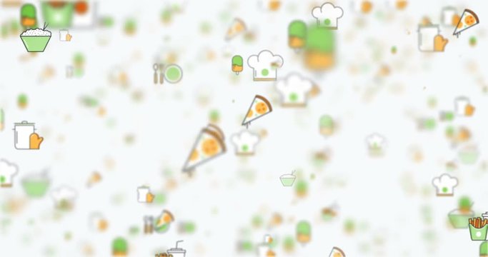 Loop food icons moving background