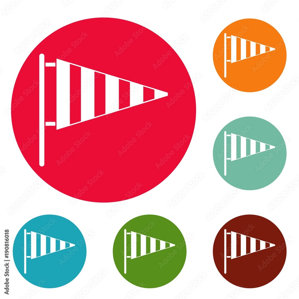 Poster meteorology windsock icons circle set vector isolated on white background