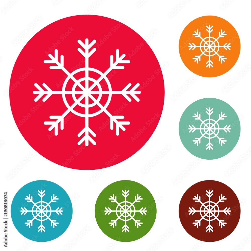 Poster snowflake icons circle set vector isolated on white background