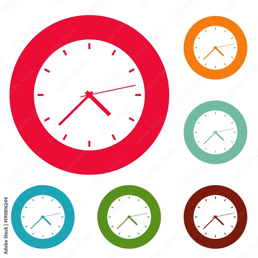 Poster clock modern icons circle set vector isolated on white background