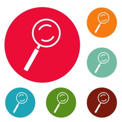 Cursor magnifier element icons circle set vector isolated on white background