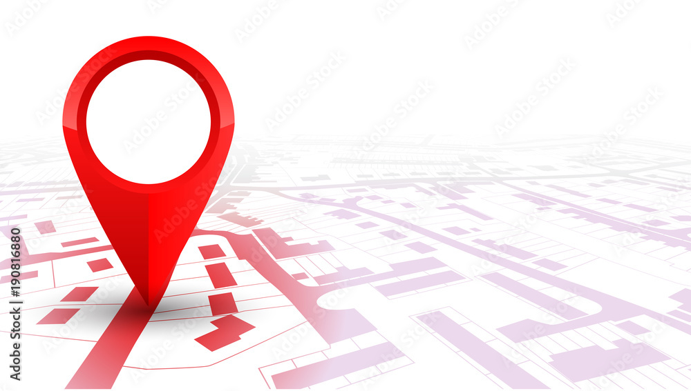 Poster Red GPS navigator pointer on city map – stock vector