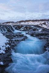 The blue Brúárfoss waterfall
