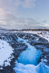 The blue Brúárfoss waterfall