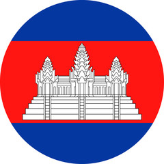 Cambodia Flag Vector Round Flat Icon