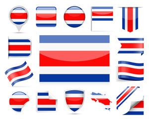 Costa Rica Flag Vector Set