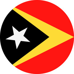 East Timor Flag Vector Round Flat Icon