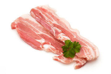 Meat pork slices isolated on the white background.
