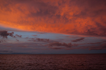 Colorful Clouds Over the Equator in Indonesia
