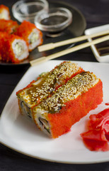 sushi rolls with eel