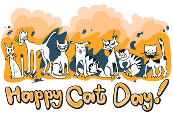 Postcard, poster or banner for the International Cat Day