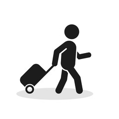 Passenger With Rolling Bag Icon. Vector isolated minimal symbol