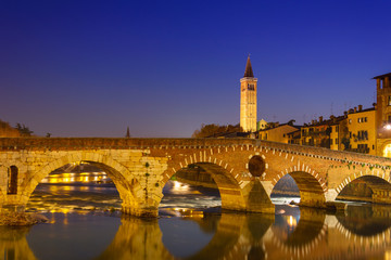 Verona - Pietra bridge at night