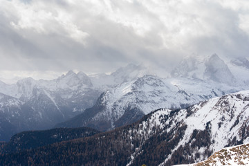 Fototapeta premium Winter landscape in Dolomites mountain