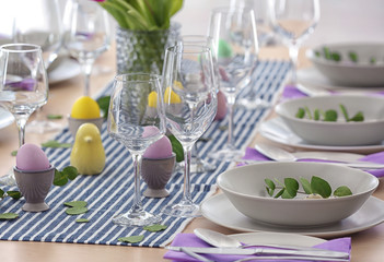 Beautiful festive Easter table setting