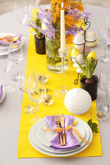 Beautiful festive Easter table setting