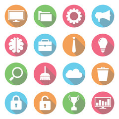 Office and business flat icon set vector design