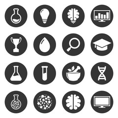 Laboratory, education, herbal, brain, monitor simple icon vector design