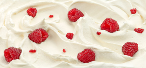 whipped cream with raspberries