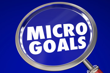 Micro Goals Small Tasks Jobs Magnifying Glass 3d Illustration