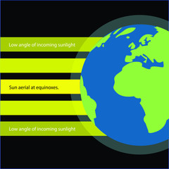 Vector illustration of the light intensity on earth. Temperature and climate on the globe.