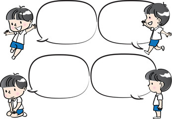 kids talk with blank speech bubble