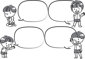 kids talk with blank speech bubble