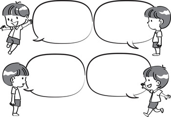 kids talk with blank speech bubble
