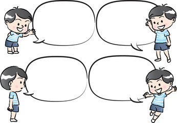 kids talk with blank speech bubble