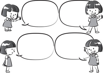 kids talk with blank speech bubble