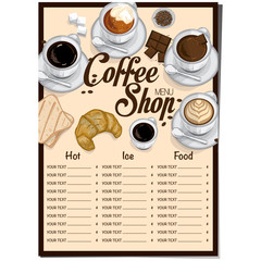 menu coffee restaurant template design hand drawing graphic