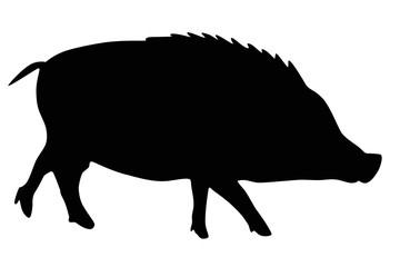 イノシシのイラスト　黒　右向き